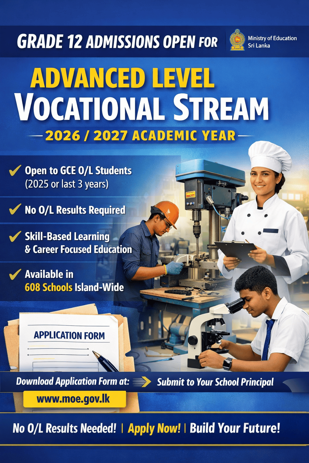 Grade 12 Admissions Open for Advanced Level Vocational Stream 2026/2027